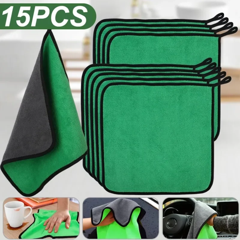 5/15pcs ผ้าขนหนูทําความสะอาดไม - Microfiber Towel Detailing บทวิจารณ์และราคา